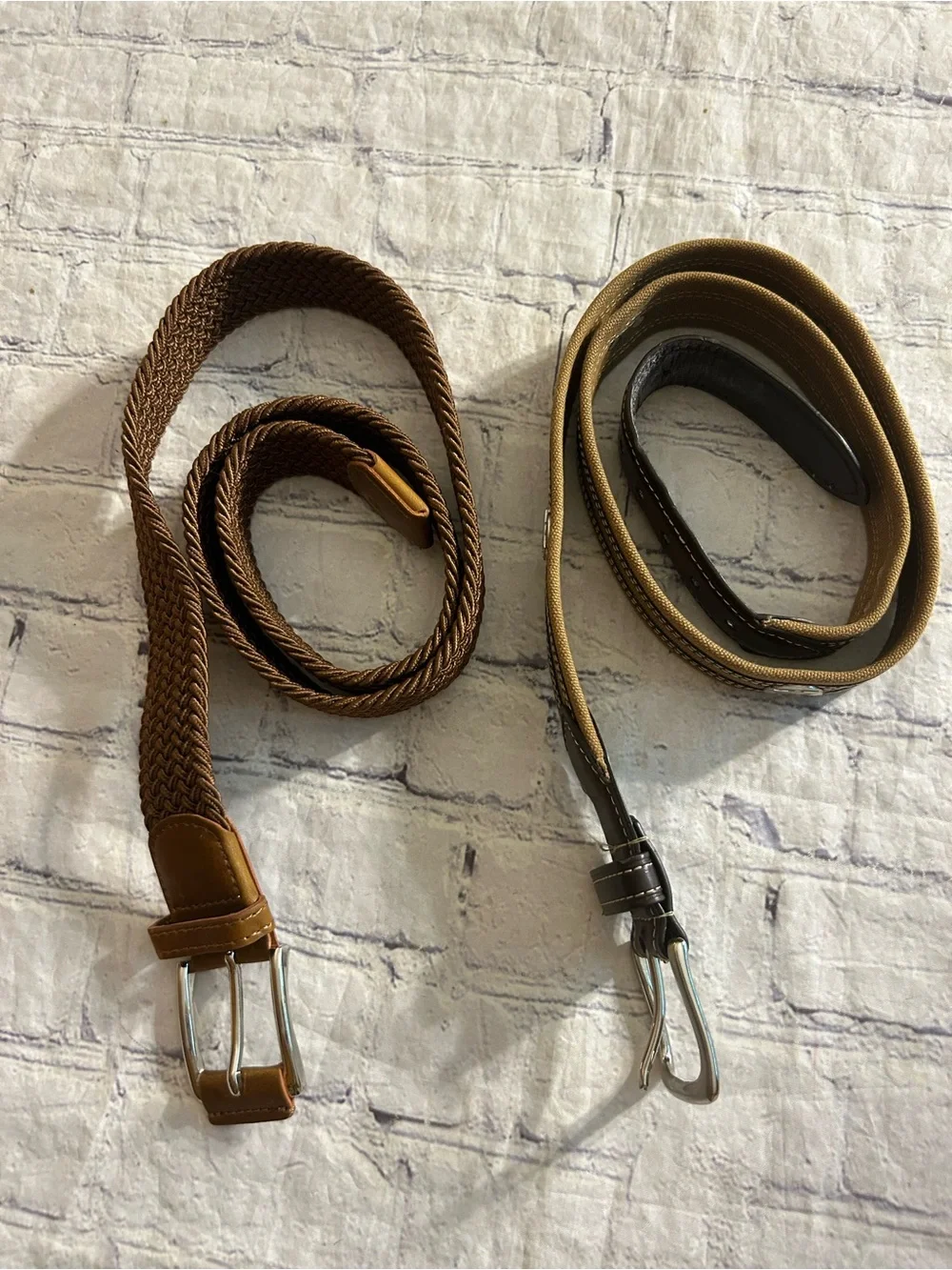 PEBBLE BEACH GENUINE LEATHER CANVAS SIZE 38 CARMEL BROWN STRETCH BELTS